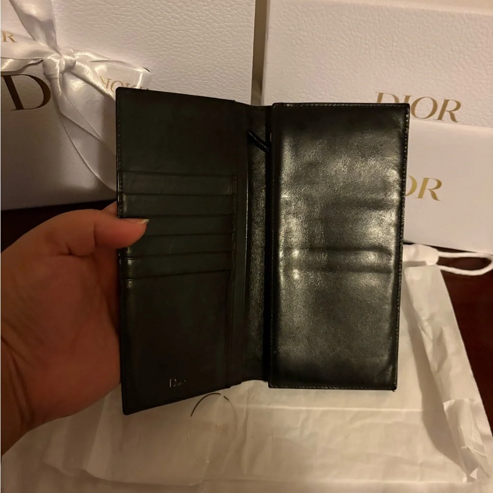 Dior Black Perforated Leather Continental Wallet